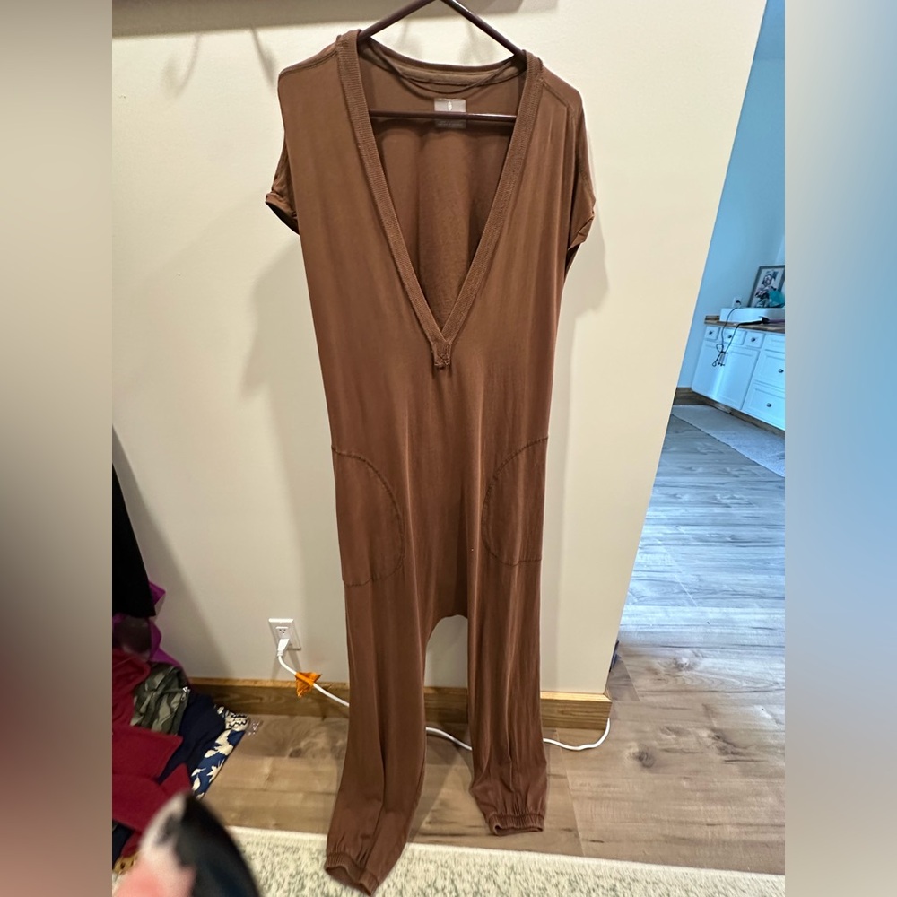 Brown V-Neck Jumpsuit